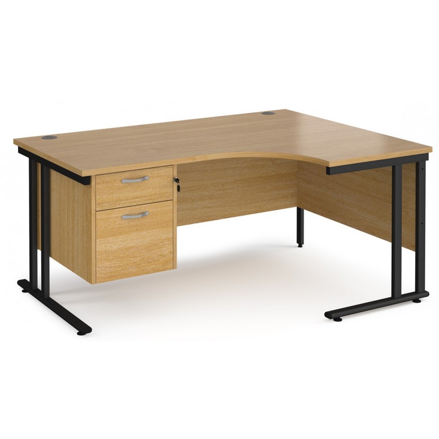 Maestro Cantilever Leg Corner Desk with Two Drawer Pedestal